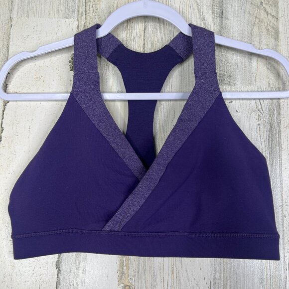 Lululemon 10 Womens Sports‎ Bra Crop Top Purple Yoga Activewear Athleisure - Picture 1 of 7